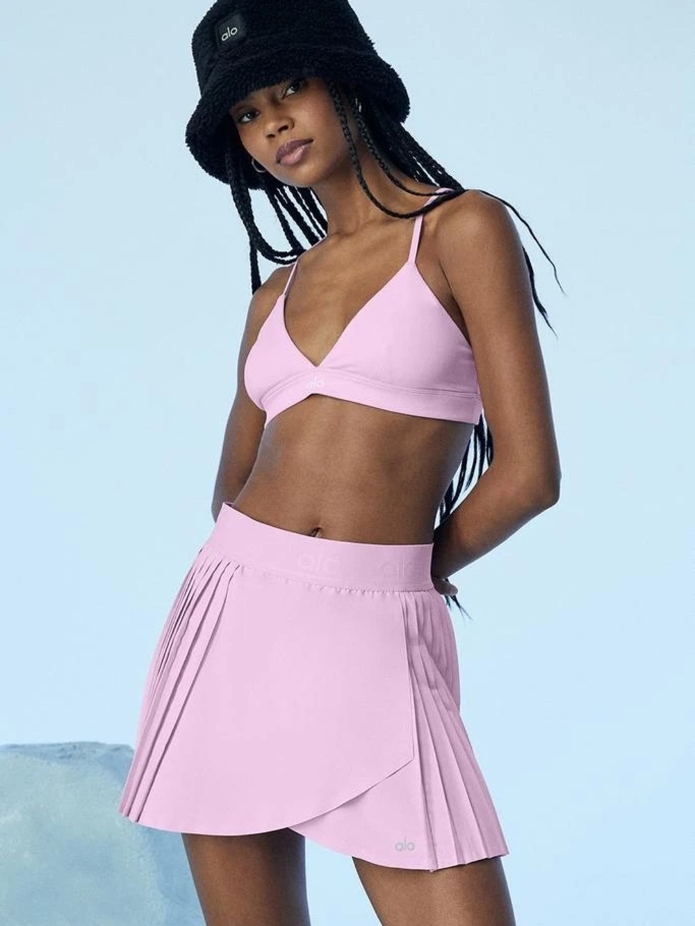 ALO Yoga Aces Skort Pink Pleated Mini Skirt L